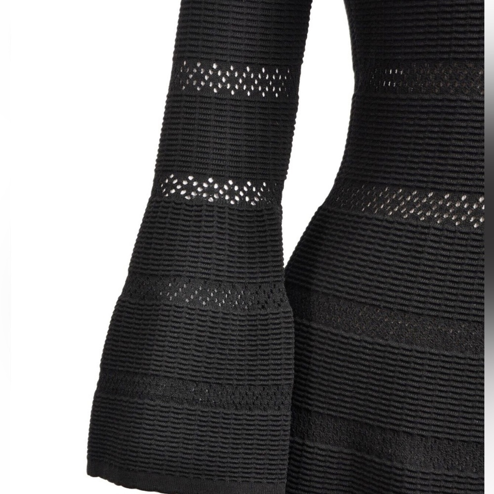 Sandro Paris Carmen Women’s Black Knit Stretch Sweater Dress Fluted Cuffs Sz S - Picture 6 of 16
